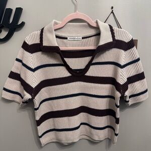 Zenana Outfitters Striped Ribbed Top - Cream, Brown, Navy